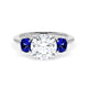 Round 3-Stone Engagement Ring in Blue Sapphire