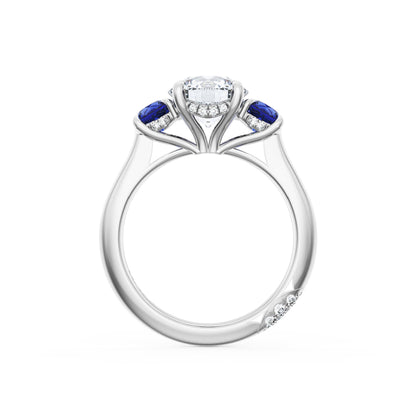 Round 3-Stone Engagement Ring in Blue Sapphire