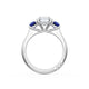 Round 3-Stone Engagement Ring in Blue Sapphire