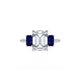 Emerald 3-Stone Engagement Ring in Blue Sapphire