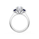 Emerald 3-Stone Engagement Ring in Blue Sapphire