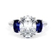 Oval 3-Stone Engagement Ring in Blue Sapphire
