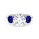 Round 3-Stone Engagement Ring in Blue Sapphire
