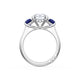 Round 3-Stone Engagement Ring in Blue Sapphire