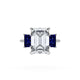 Emerald 3-Stone Engagement Ring in Blue Sapphire