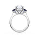 Emerald 3-Stone Engagement Ring in Blue Sapphire