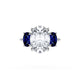 Oval 3-Stone Engagement Ring in Blue Sapphire
