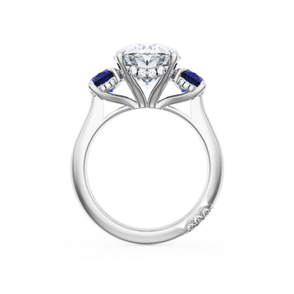 Oval 3-Stone Engagement Ring in Blue Sapphire
