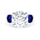Round 3-Stone Engagement Ring in Blue Sapphire