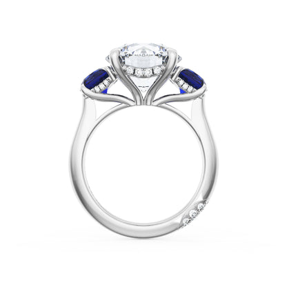 Round 3-Stone Engagement Ring in Blue Sapphire