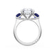 Round 3-Stone Engagement Ring in Blue Sapphire