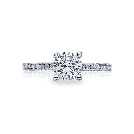 Tacori 18k White Gold Sculpted Crescent Round Diamond Engagement Ring Setting (0.19 CTW)