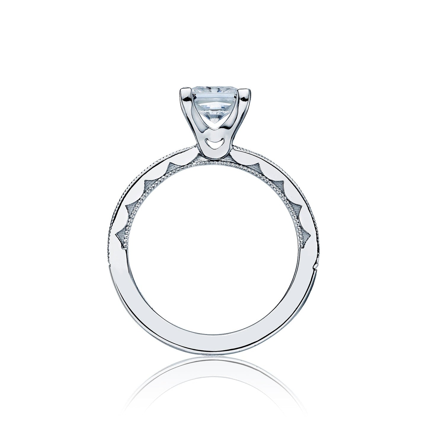 Tacori 18k White Gold Sculpted Crescent Princess Diamond Engagement Ring Setting (0.7 CTW)