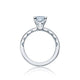 Tacori 18k White Gold Sculpted Crescent Princess Diamond Engagement Ring Setting (0.7 CTW)