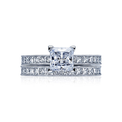 Tacori 18k White Gold Sculpted Crescent Princess Diamond Engagement Ring Setting (0.7 CTW)