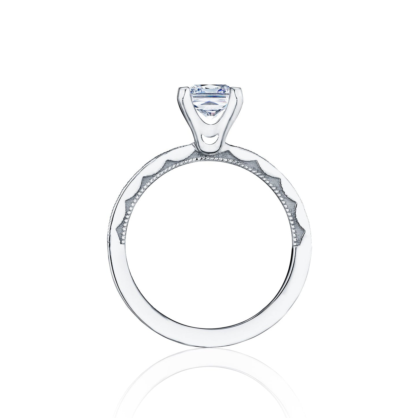 Tacori Platinum Petite Crescent Princess Diamond Engagement Ring Setting (0.28CTW)