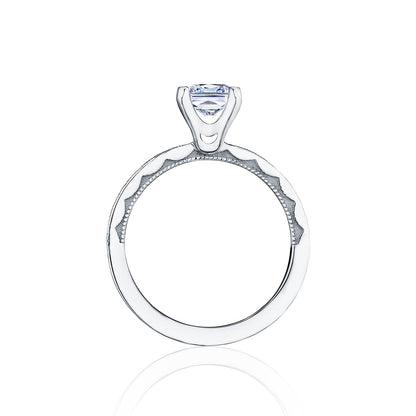 Tacori Platinum Petite Crescent Princess Diamond Engagement Ring Setting (0.28CTW)