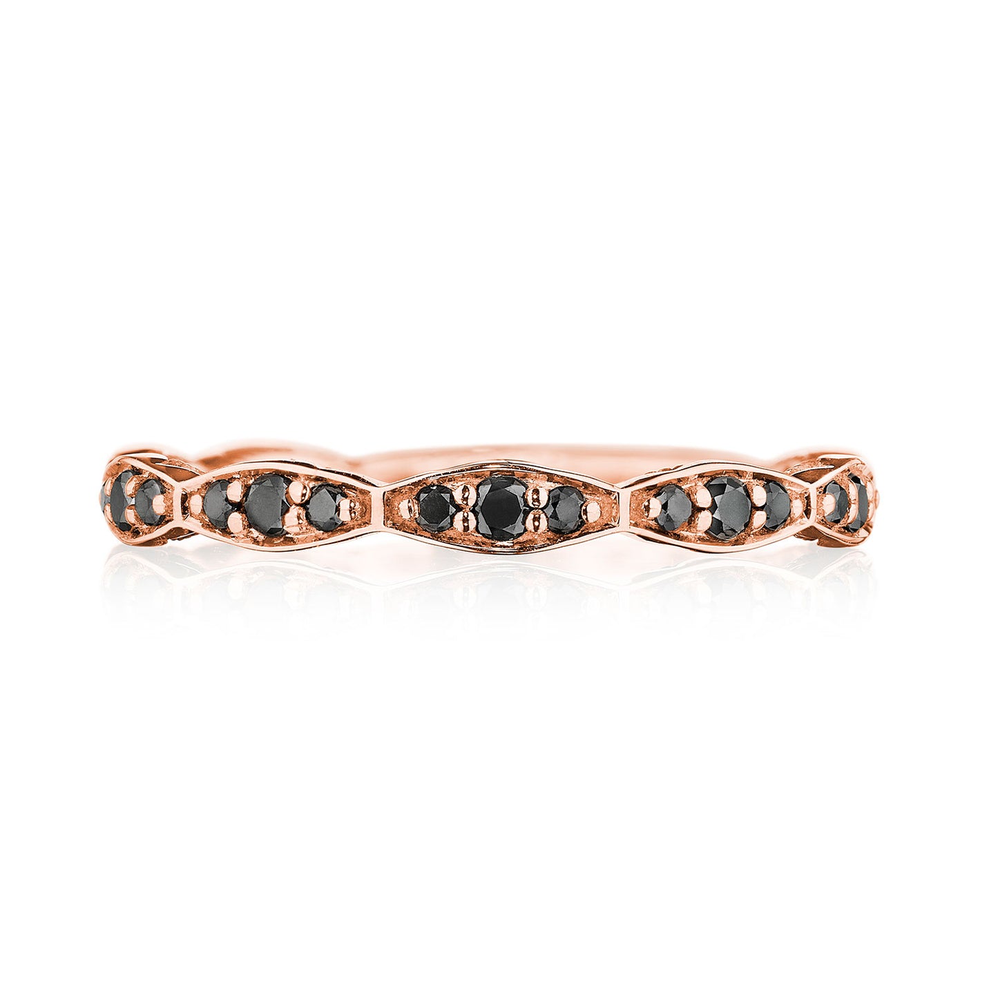 Marquise Design Wedding Band with Black Diamond