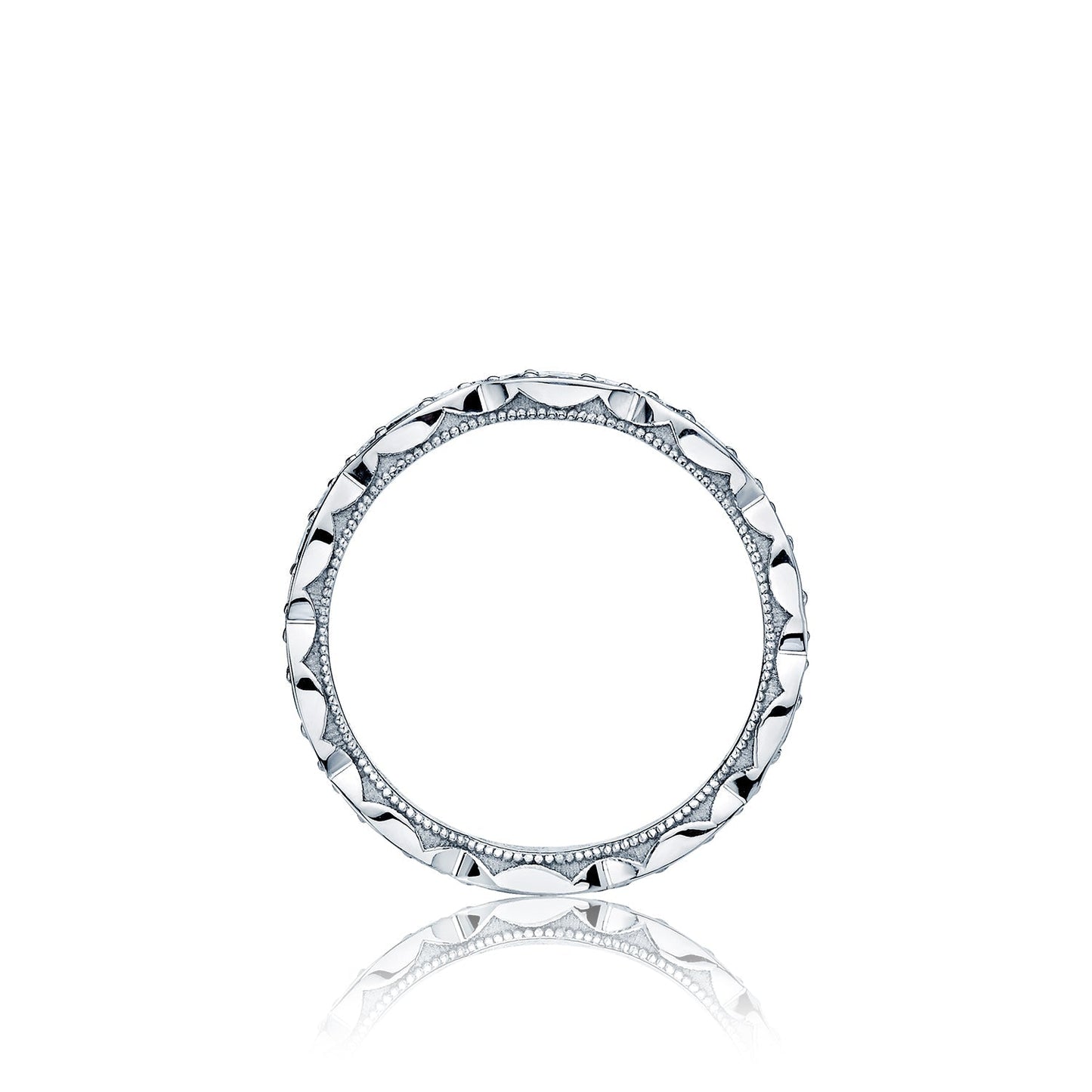 Tacori 18k White Gold Sculpted Crescent Diamond Eternity Wedding Band (0.6 CTW)