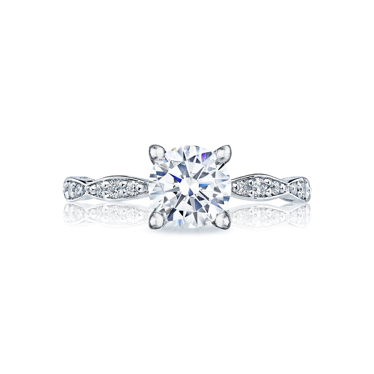 Tacori Platinum Sculpted Crescent Round Diamond Engagement Ring Setting (0.15 CTW)