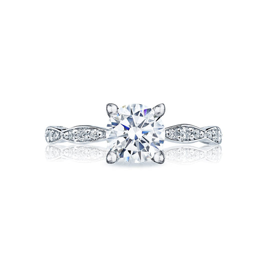 Tacori Platinum Sculpted Crescent Round Diamond Engagement Ring Setting (0.15 CTW)