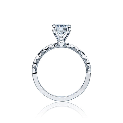 Tacori Platinum Sculpted Crescent Round Diamond Engagement Ring Setting (0.15 CTW)