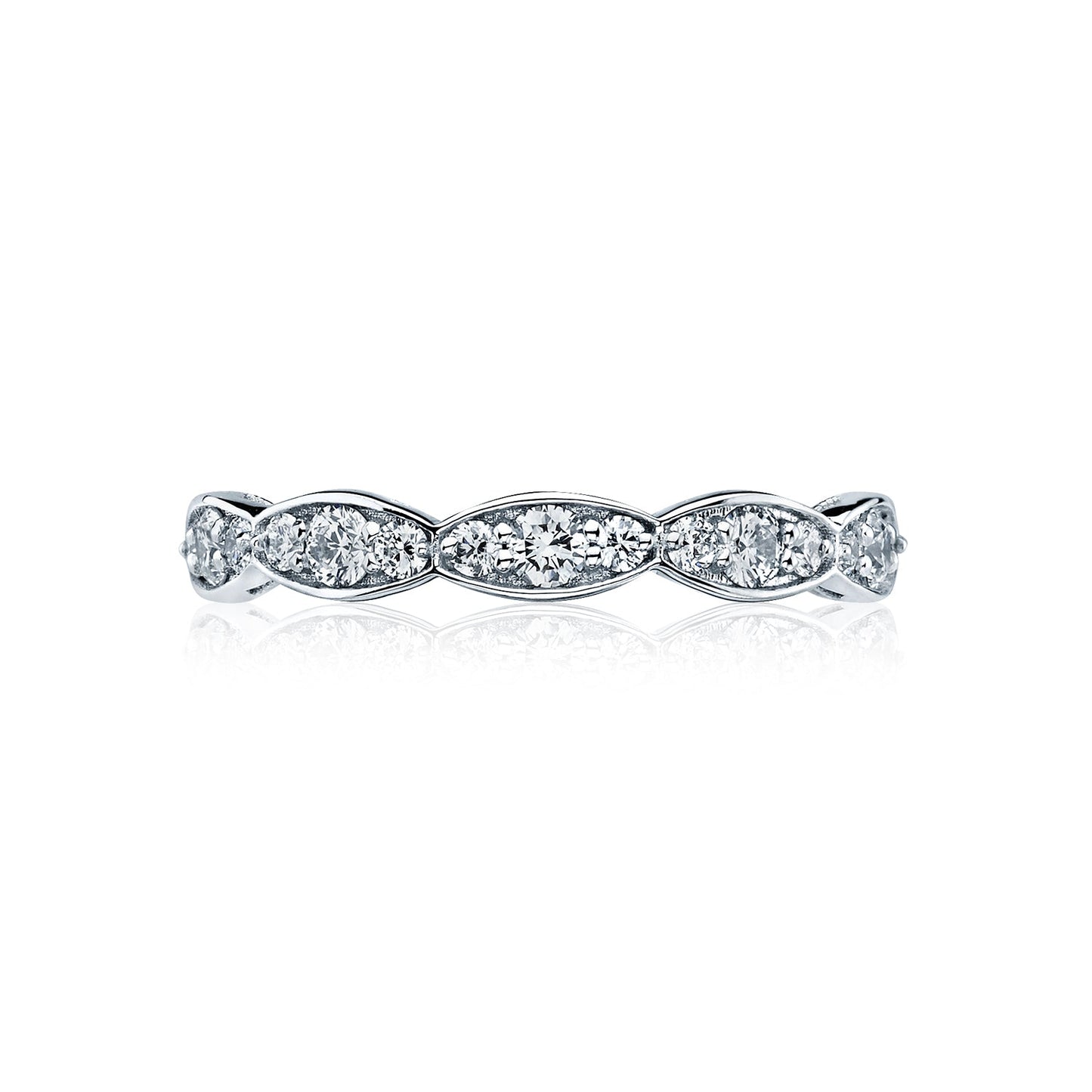 Tacori 18k White Gold Sculpted Crescent Diamond Eternity Wedding Band (0.9 CTW)