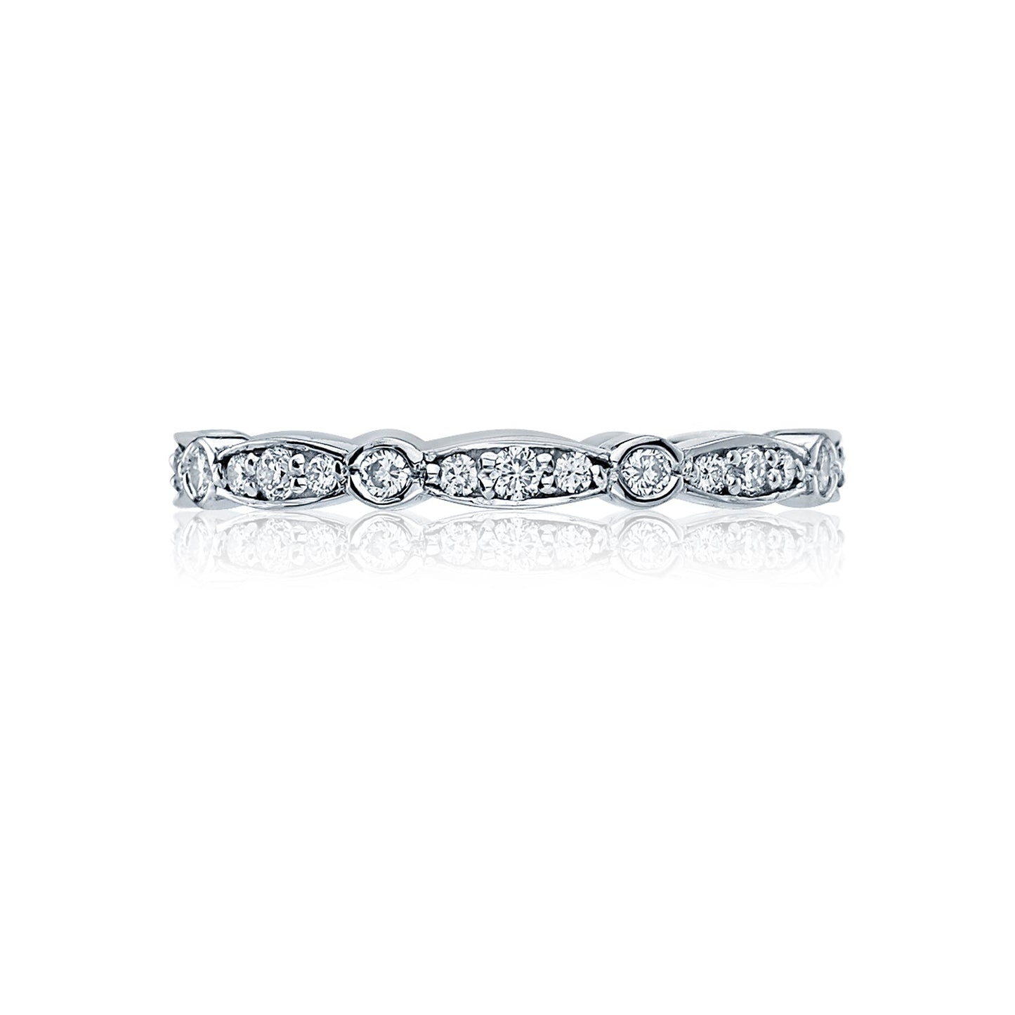 Tacori 18k White Gold Sculpted Crescent Diamond Wedding Band (0.43 CTW)