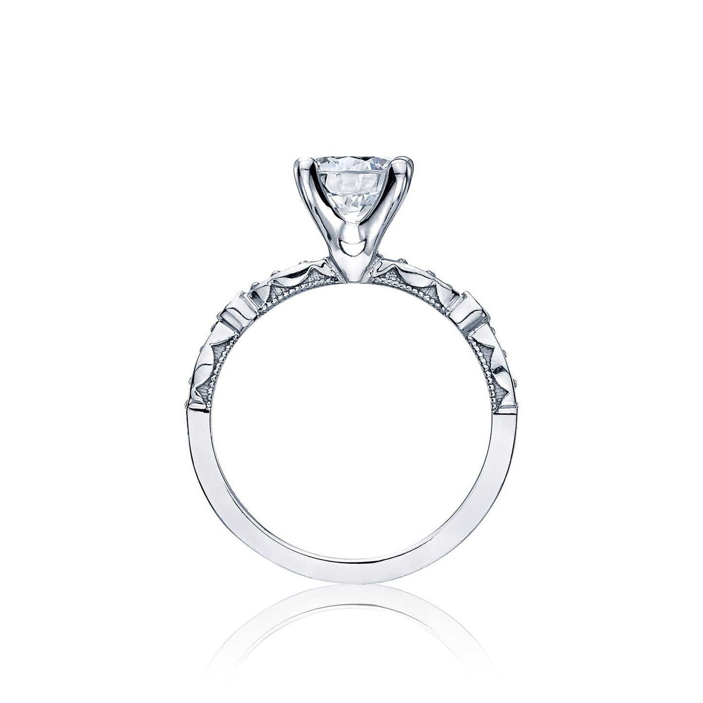 Tacori 18k White Gold Sculpted Crescent Round Diamond Engagement Ring Setting (0.17 CTW)