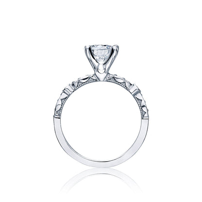 Tacori 18k White Gold Sculpted Crescent Round Diamond Engagement Ring Setting (0.17 CTW)