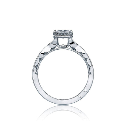 Tacori 18k White Gold Sculpted Crescent Princess Diamond Engagement Ring Setting (0.05 CTW)