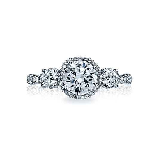 Tacori 18k White Gold Dantela Round Diamond Engagement Ring Setting (0.59 CTW)