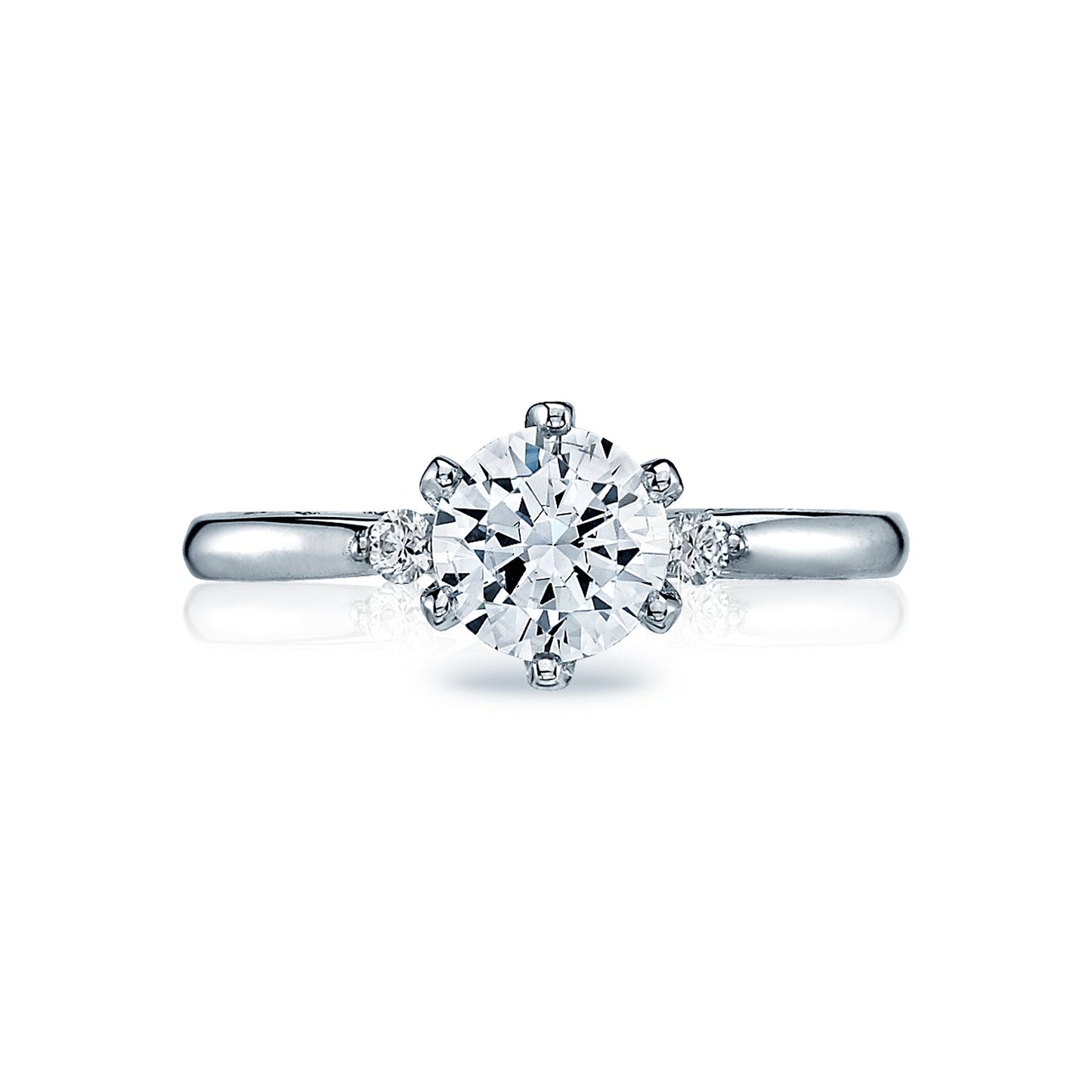 Tacori 18k White Gold Sculpted Crescent Round Diamond Engagement Ring Setting (0.07 CTW)