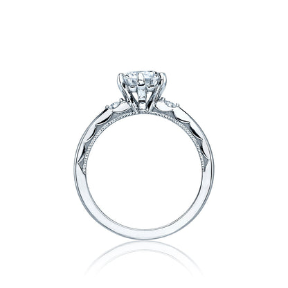 Tacori 18k White Gold Sculpted Crescent Round Diamond Engagement Ring Setting (0.07 CTW)