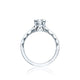 Tacori 18k White Gold Sculpted Crescent Princess Diamond Engagement Ring Setting (0.1 CTW)
