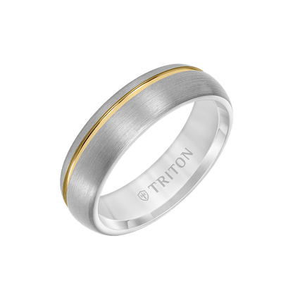 6.5MM Tungsten Carbide Ring with Two-Tone Asymmetrical Design and Brushed Finish