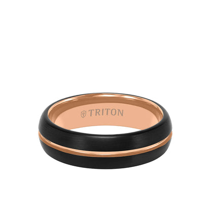 6.5MM Tungsten Carbide Two-Tone Ring with Brushed Finish