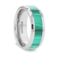 MAHI Malachite Inlay Tungsten Carbide Ring with Polished Beveled Edges - 8mm - Thorsten Rings