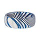 EARL Blue Domed Brushed Damascus Steel Men's Wedding Band with Vivid Etched Design - 6mm & 8mm