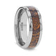 ABBA Men's Polished Tungsten Wedding Band with Sanskrit Stone Inlay Polished Beveled Edges - 8mm - Thorsten Rings