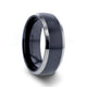 NOLAN Brushed Domed Black Titanium Wedding Band with Polished Beveled Edges - 8mm - Thorsten Rings