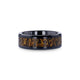 SAHARA Men's Black Ceramic Wedding Band with Sanskrit Stone Inlay & Polished Beveled Edges - 8mm