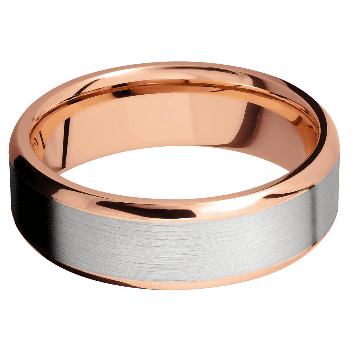 14K Rose Gold with Polish , Polish Finish and 14K White Gold Inlay