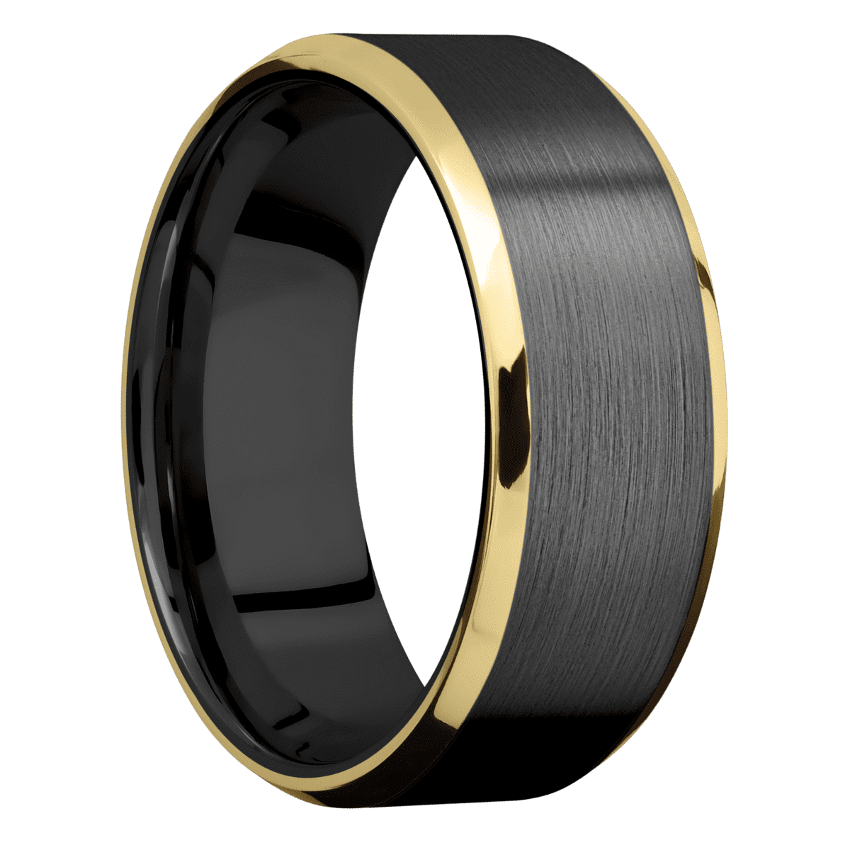 Zirconium with Satin , Polish Finish and 14K Yellow Gold Inlay