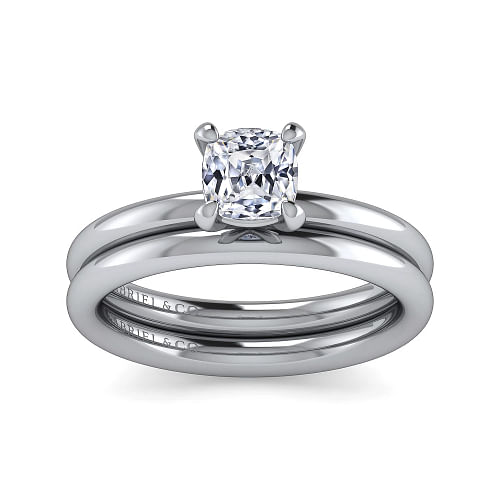 Gabriel & Co | Lark - 14K White Gold Cushion Cut Solitaire Engagement Ring