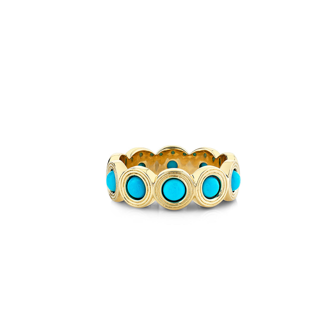 Gold & Turquoise Large Fluted Eternity Ring