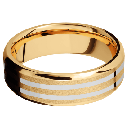 14K Yellow Gold + Sand , Polish Finish
