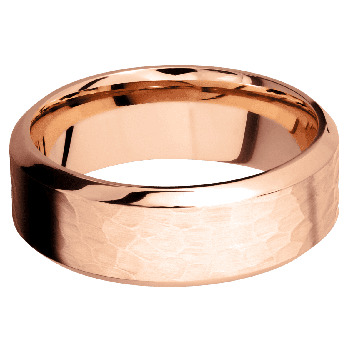 14K Rose Gold with Hammer , Polish Finish