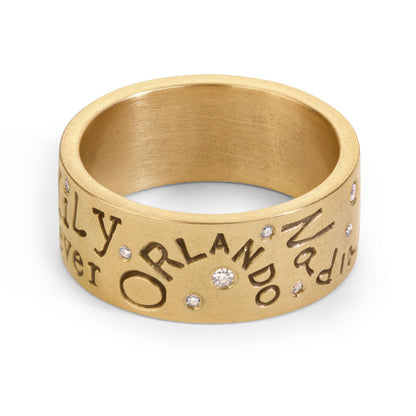 8mm Gold Family Forever Standard Ring & Small Pavé Stack
