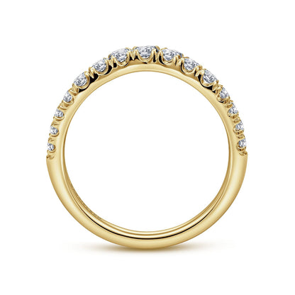 Curved-14K Yellow Gold Diamond Anniversary Band